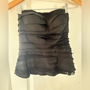 Bebe retro Black Satin Strapless Top